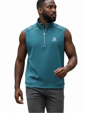 Arnold Palmer EUC Men’s Teal Performance Quarter-Zip Vest